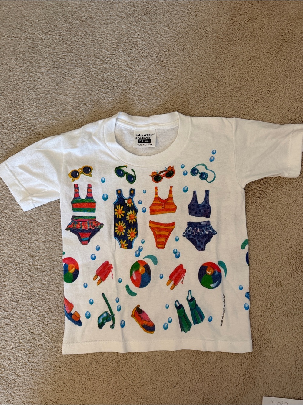Vintage 1998 Relevant Products Painted Lady Beach Swimwear Tee Kids XS 2-4